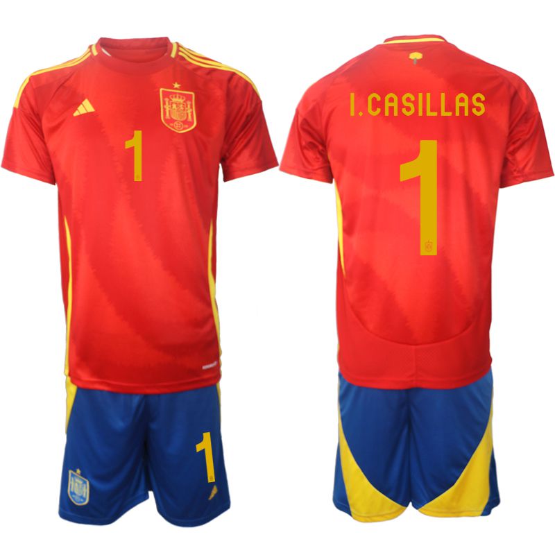 Men 2024-2025 Season Spain home red #1 Soccer Jersey1